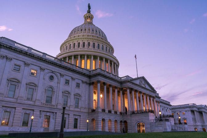 The U.S. Capitol building, shot from an angle